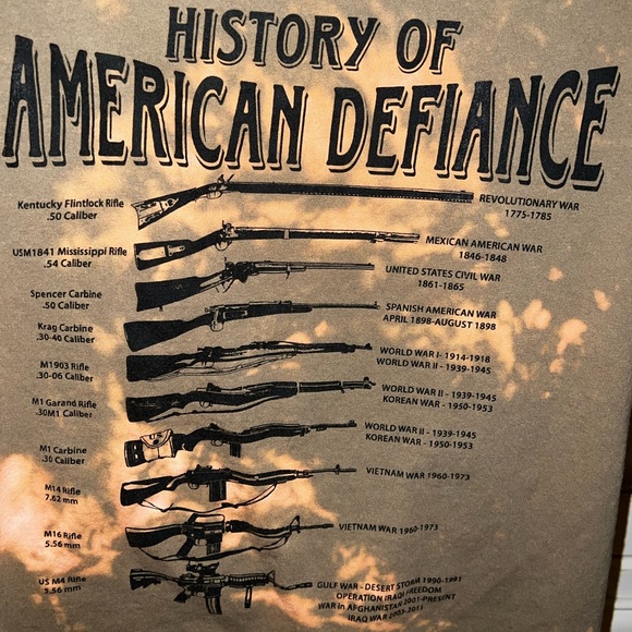 3/$10 History of American Defiance Rifle Liberty Or Death Upcycled Tie Dye Tee - Picture 5 of 10